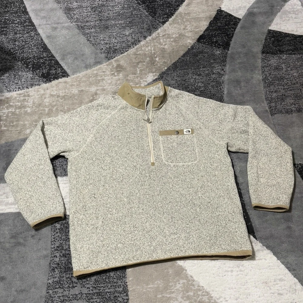 The North Face Fleece Jacket Men XL Brown Gordon Lyons‎ 1/4 Zip Pullover Sweater